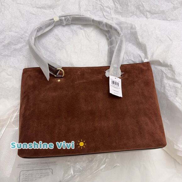 NWT COACH CCC77 Station Tote Bag suede, Vintage Brown Holiday Gift - Picture 9 of 11